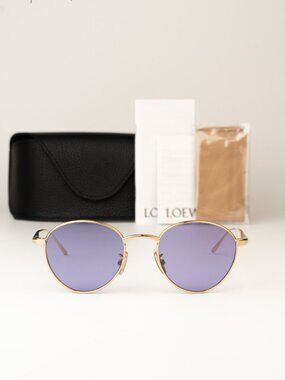 Loewe Men Sunglasses Gold Violet Round LW40152U 32Y NEW AUTHENTIC